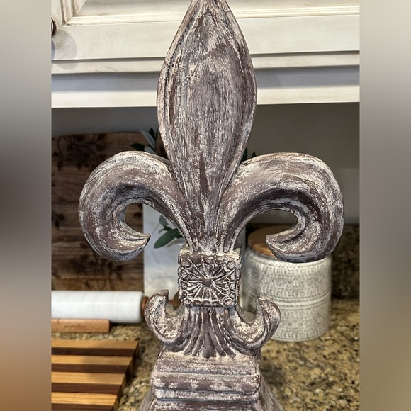 Wood hand carved hand painted Fleur de Lis decor shabby chic farmhouse rustic - Picture 5 of 11
